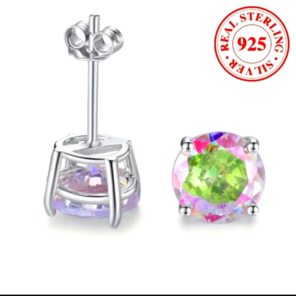 Irredescent STERLING silver STUDS